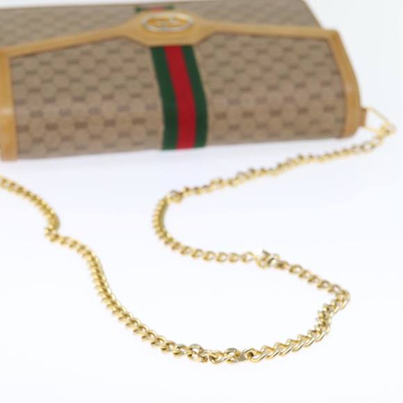 GUCCI Micro GG Supreme Chain Web Sherry Line Shoulder Bag PVC Beige Auth yk12014 - Picture 7 of 16